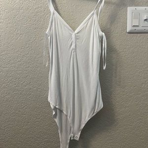 White Ribbed Tank Top Bodysuit